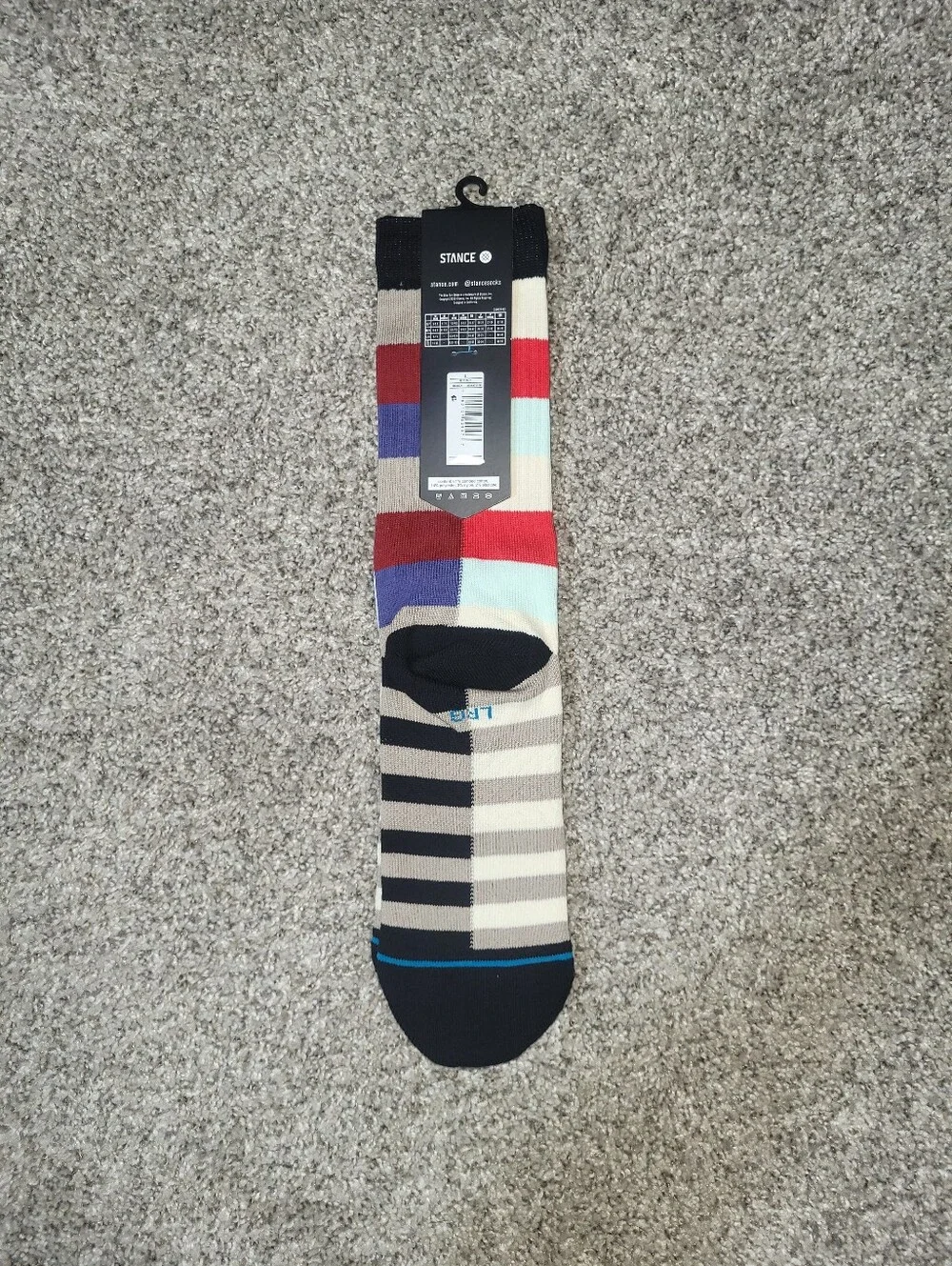 Stance Mens Large 9-12 Combed Cotton Casual Crew Icon Striped Socks Unisex